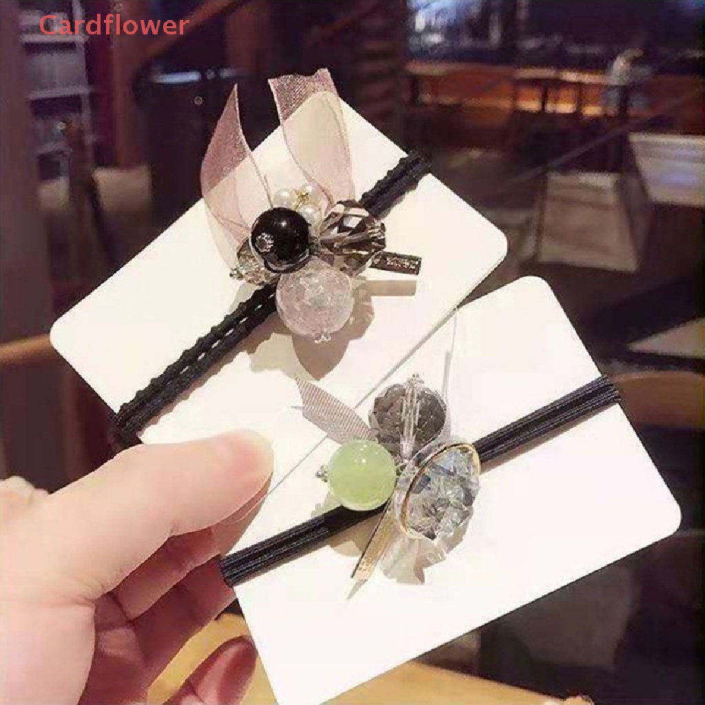 &lt;Cardflower&gt; Bling Bling Big Crystal Hair Rope Pearl Hair Ties Ribbon Decoration Ponytail Holders For Women Girl Hair Accessories New
