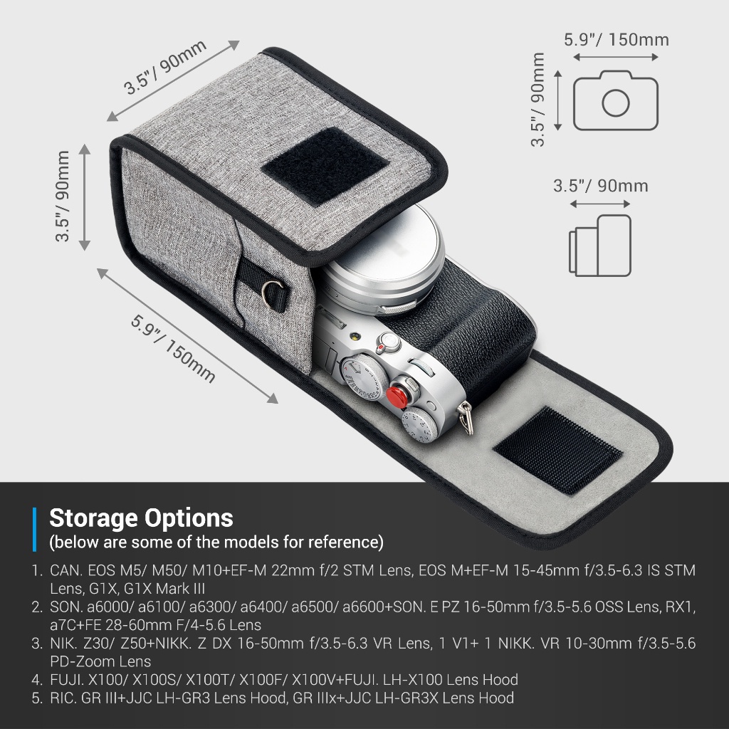 Túi đựng máy ảnh JJC OC-FX1 cho Sony A7C FE 28-60mm F4-5.6 & Sony A6000 A6100 A6300 A6400 A6500 A6600 E PZ 16-50mm