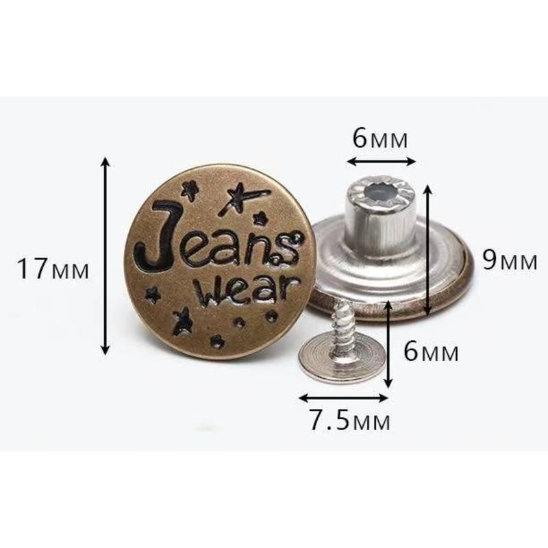 Bộ 5 Nút Kim Loại Thay Thế Tái Sử Dụng Cho Quần Jean
