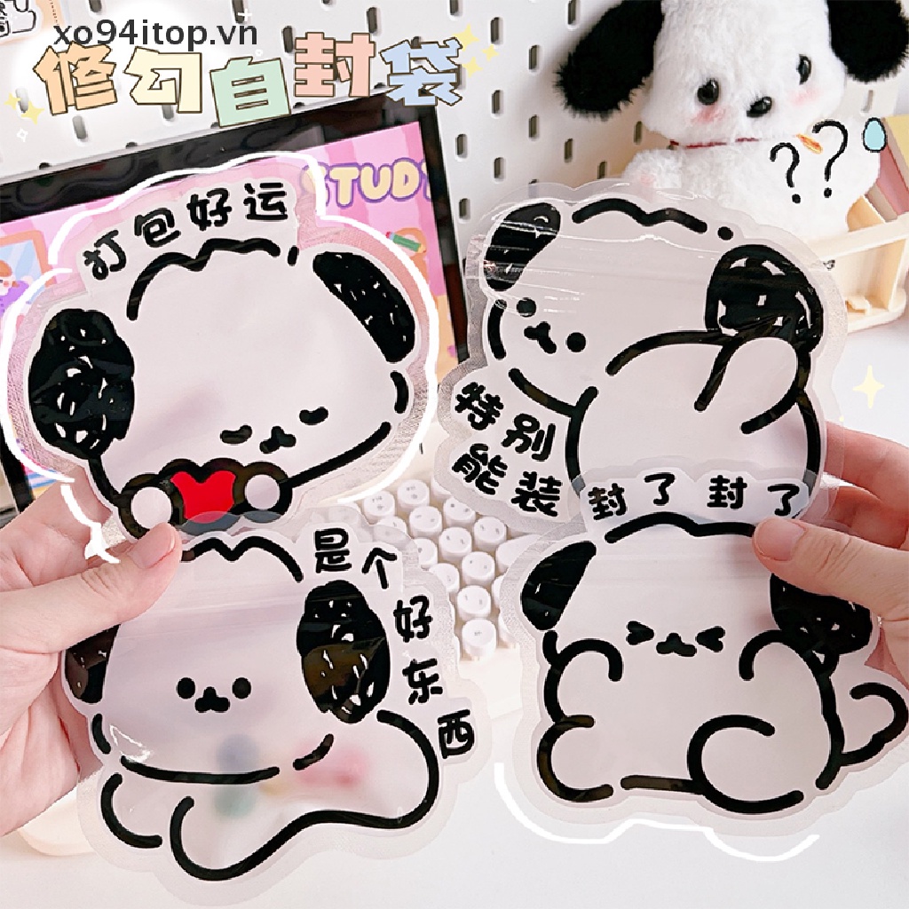 Xoitop Set 5 Túi Zip Nhỏ Bằng Nhựa Poly Trong Suốt In Hình Chú Chó Hoạt Hình Đựng Bánh Kẹo Trang Sức Có Thể Đóng Lại