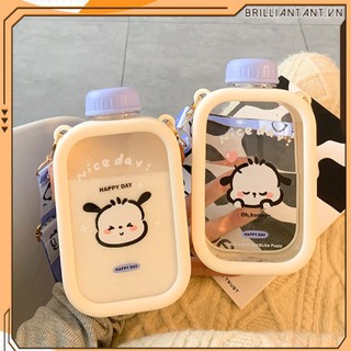  Bình Nước Dẹt Hình Vuông Dễ Thương 550Ml Không Chứa Bpa Có Dây Đeo Ống Hút Cốc Nhựa Học Sinh Lớn Mùa Hè Cho Trẻ Em Bình Nước Chống Rò Rỉ Bri 