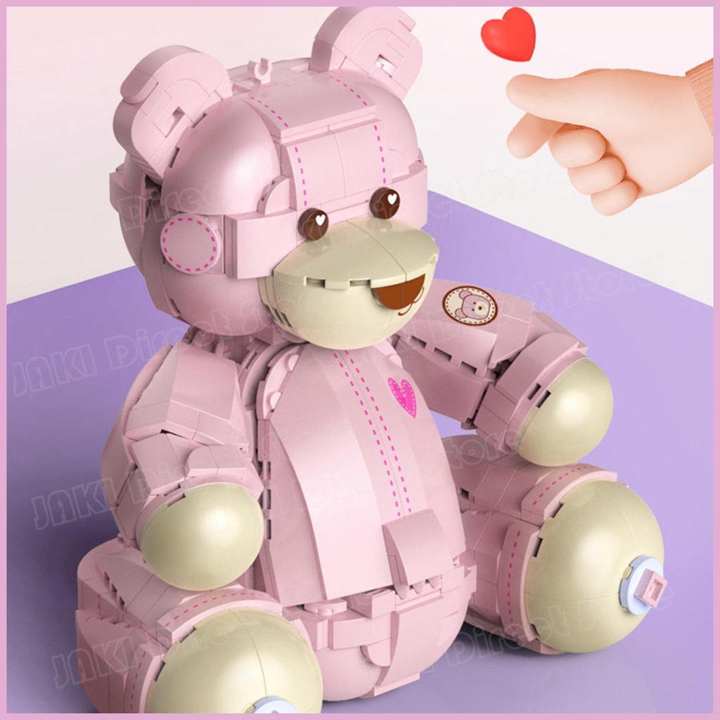 Khối Đồ Chơi Lắp Ráp Hình Chú Gấu Hồng Mini Dễ Thương Cho Bé