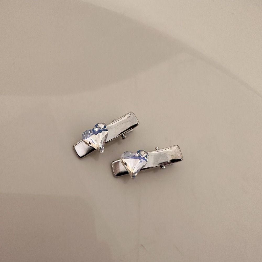 Kẹp Tóc Hình Trái Tim Bằng Hợp Kim Lấp Lánh Phong Cách Hàn Quốc