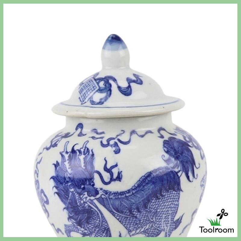 Hũ Gốm Đựng Gừng Màu Trắng Xanh Tiện Dụng