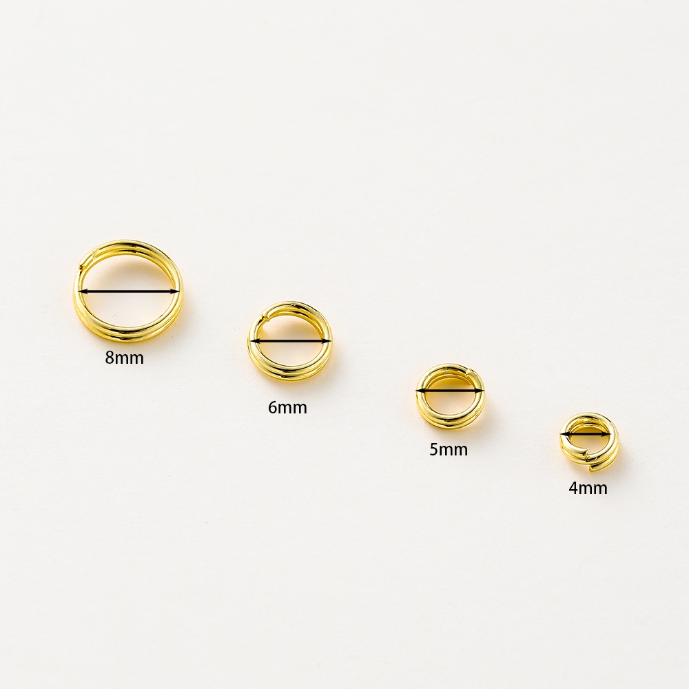 Set 50 Vòng Nối Hai Vòng Tròn Màu Vàng Thật Không Phai Màu Kích Thước 4-8mm18K Dùng Làm Trang Sức