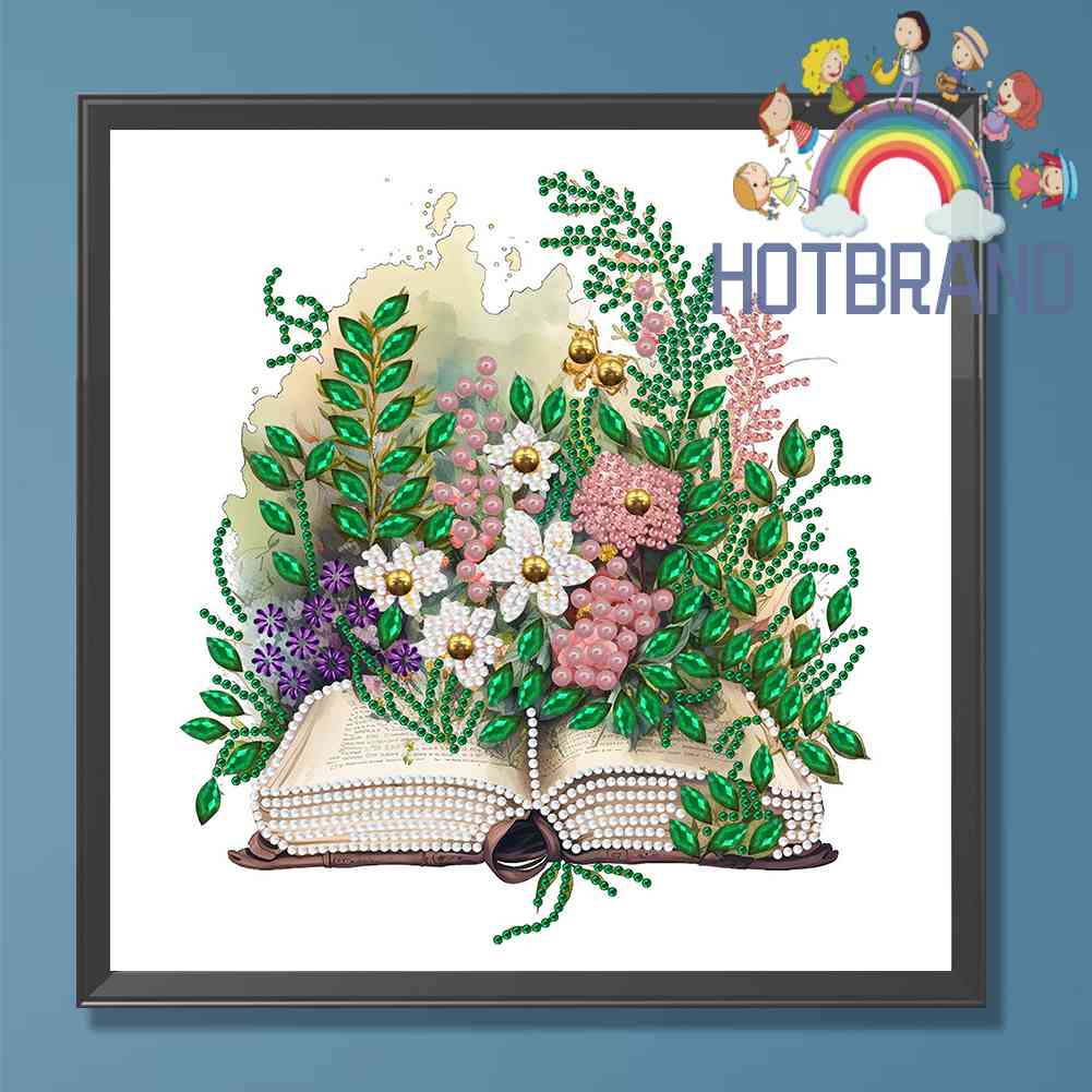 Bộ Tranh Đính Đá 5D Tự Làm Hình Hoa Trang Trí Sách