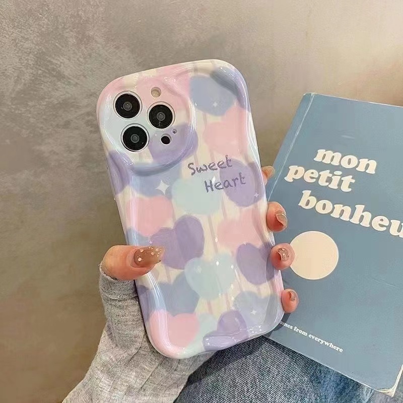 Ốp Điện Thoại Silicon TPU Mềm Chống Sốc In Họa Tiết Trái Tim Bảo Vệ Toàn Diện Cho Iphone 14 Plus 13 Pro Max 12 Mini 11 X Xs Xr 8 7