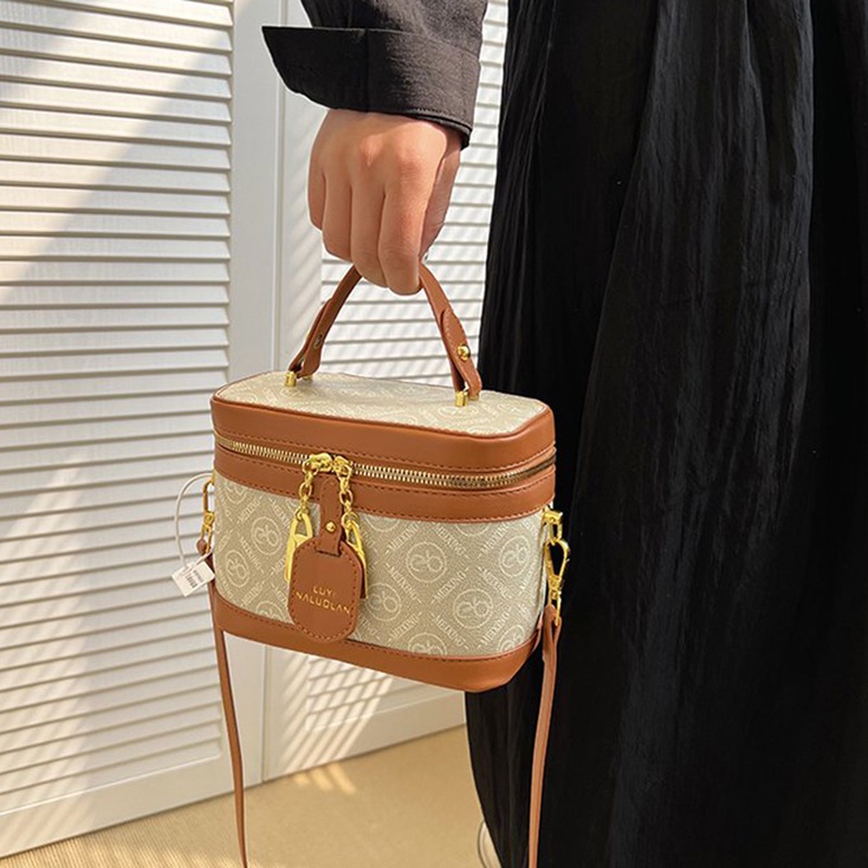 Ielgy Túi bucket Đeo Vai Cầm Tay Thiết Kế Thoải Mái In Họa Tiết vintage Phương Tây Cho Nữ