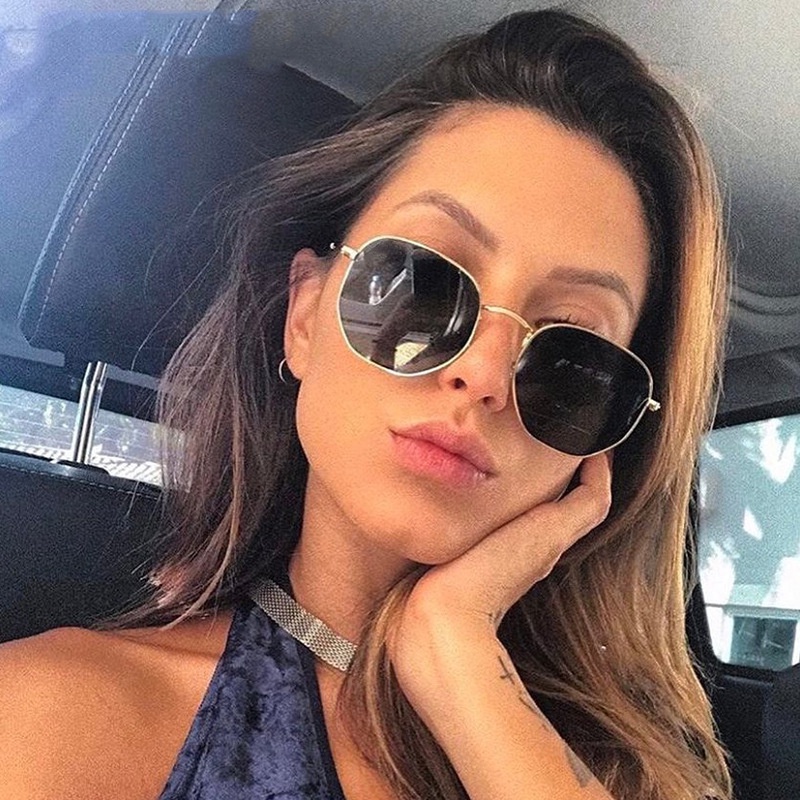 (KIQI-FASHION) COD Kính Mát Gọng Vuông Kim Loại Chống Tia UV400 Thời Trang