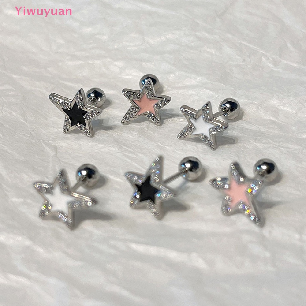 1 Đôi Khuyên Tai Đính Đá Zircon Hình Ngôi Sao Thời Trang Mới