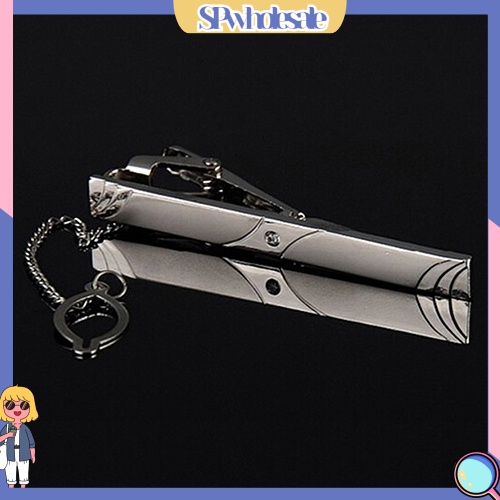 &lt;SPwholesale&gt; Kẹp Cà Vạt Kim Loại Màu Bạc Đơn Giản Cho Quý Ông &gt;