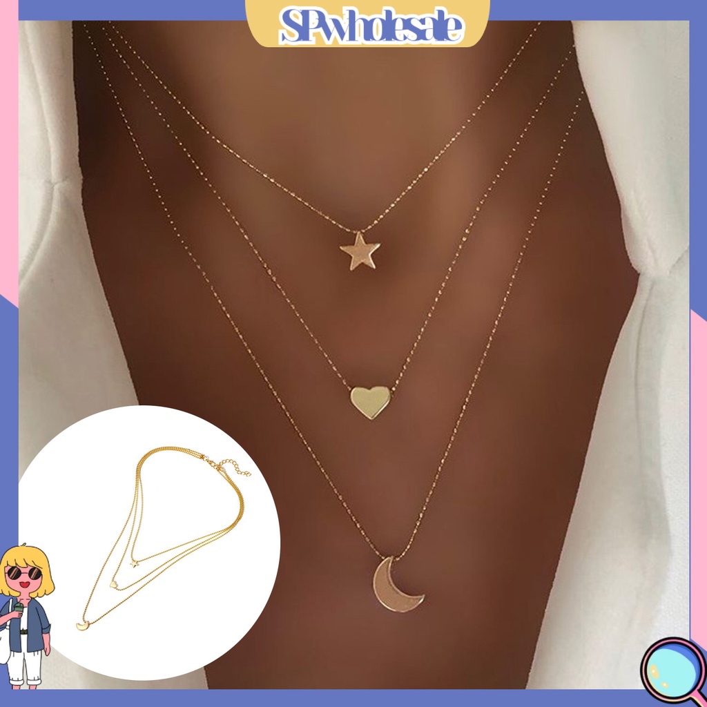 &lt;SPwholesale&gt; Vòng cổ Nhiều Lớp Hình Ngôi Sao Bằng Thép Không Gỉ Thời Trang Cho Nữ