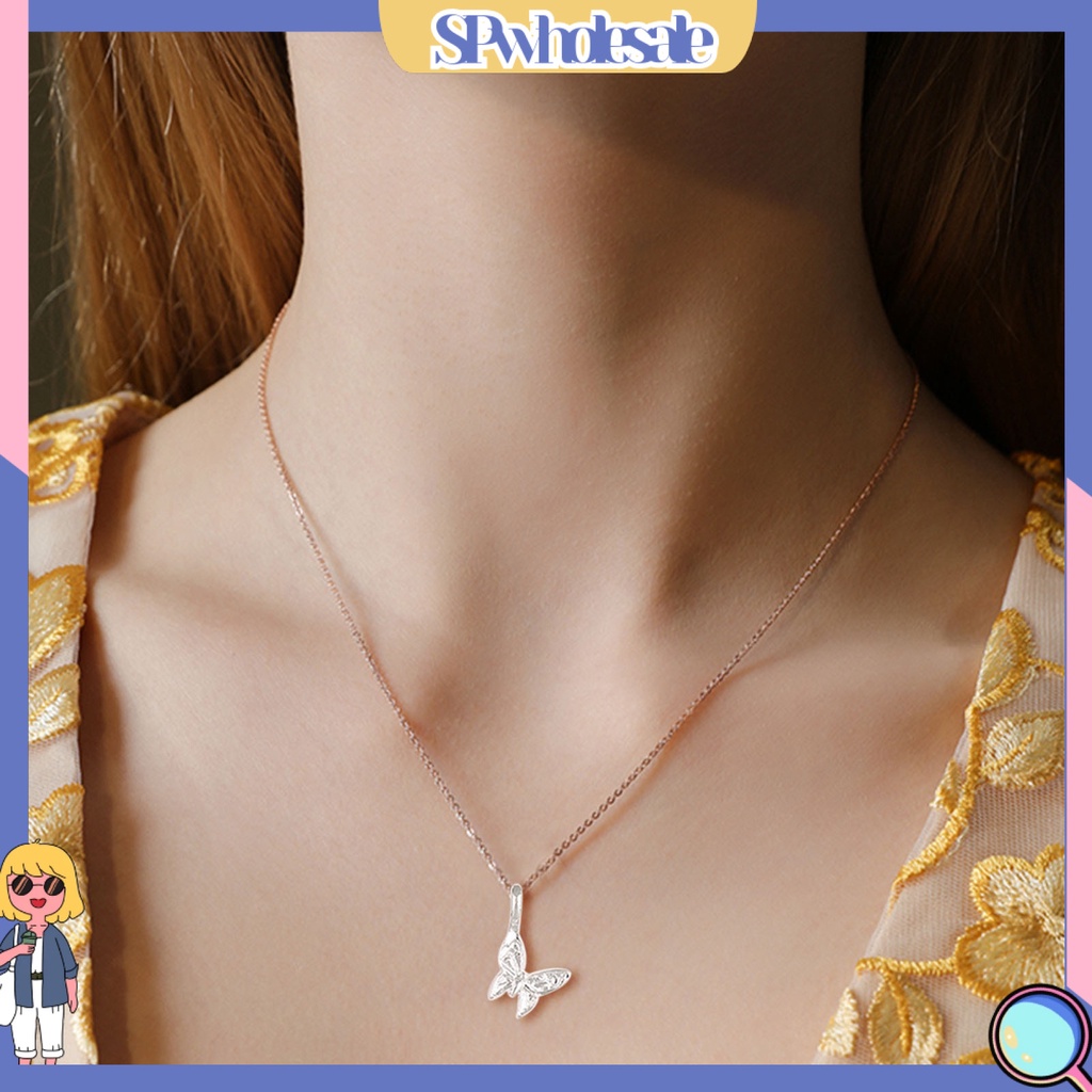 <SPwholesale> Vòng cổ Mạ Bạc Mặt Hình Bướm Lấp Lánh