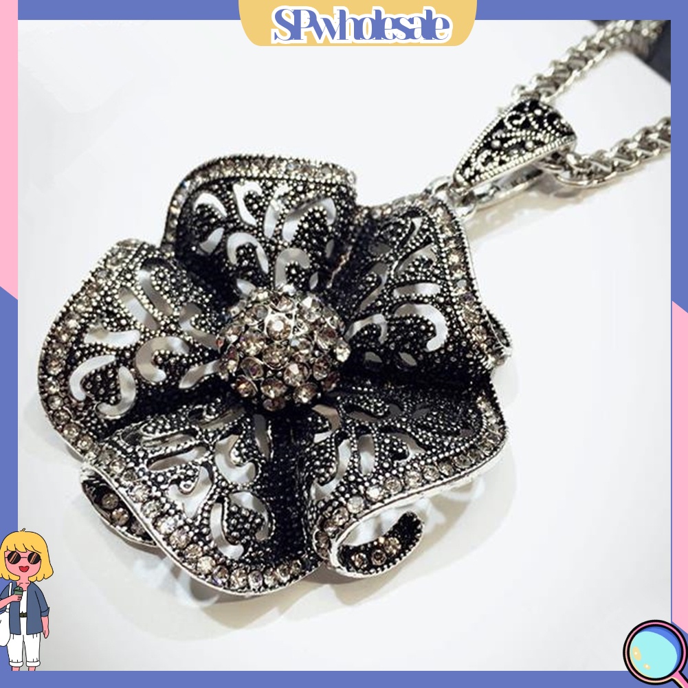 &lt;SPwholesale&gt; Vòng cổ Mặt Hoa Đính Đá Phong Cách Retro
