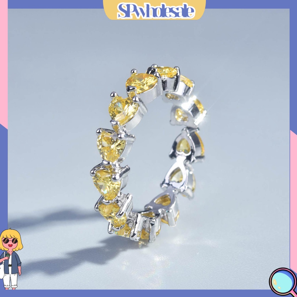 <SPwholesale> Nhẫn Đính Đá Hình Trái Tim Có Thể Điều Chỉnh Kích Thước Cho Nữ