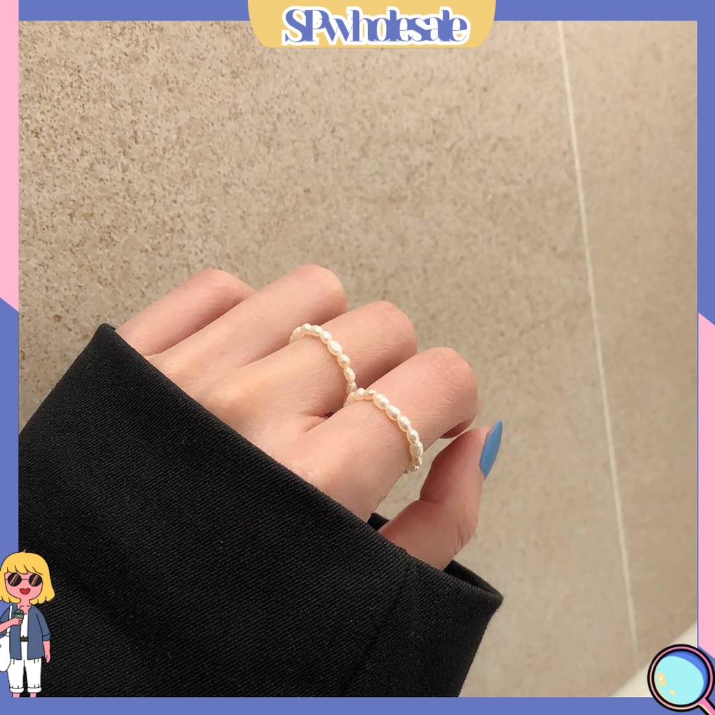 <SPwholesale> Nhẫn Đính Hạt Ngọc Trai Nhân Tạo Nhiều Kiểu Dáng Thanh Lịch Cho Nữ