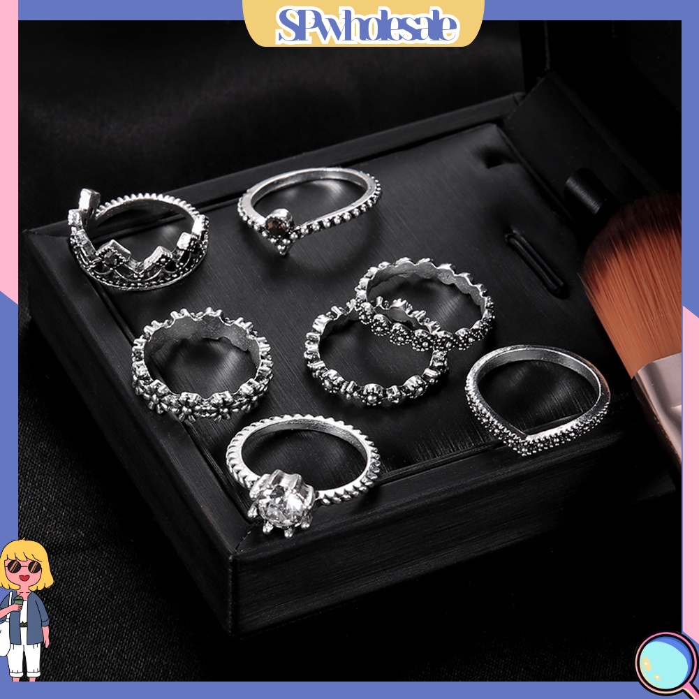 <SPwholesale> Set 7 Nhẫn Đeo Khớp Ngón Tay Phong Cách Bohemia Vintage Cho Nữ
