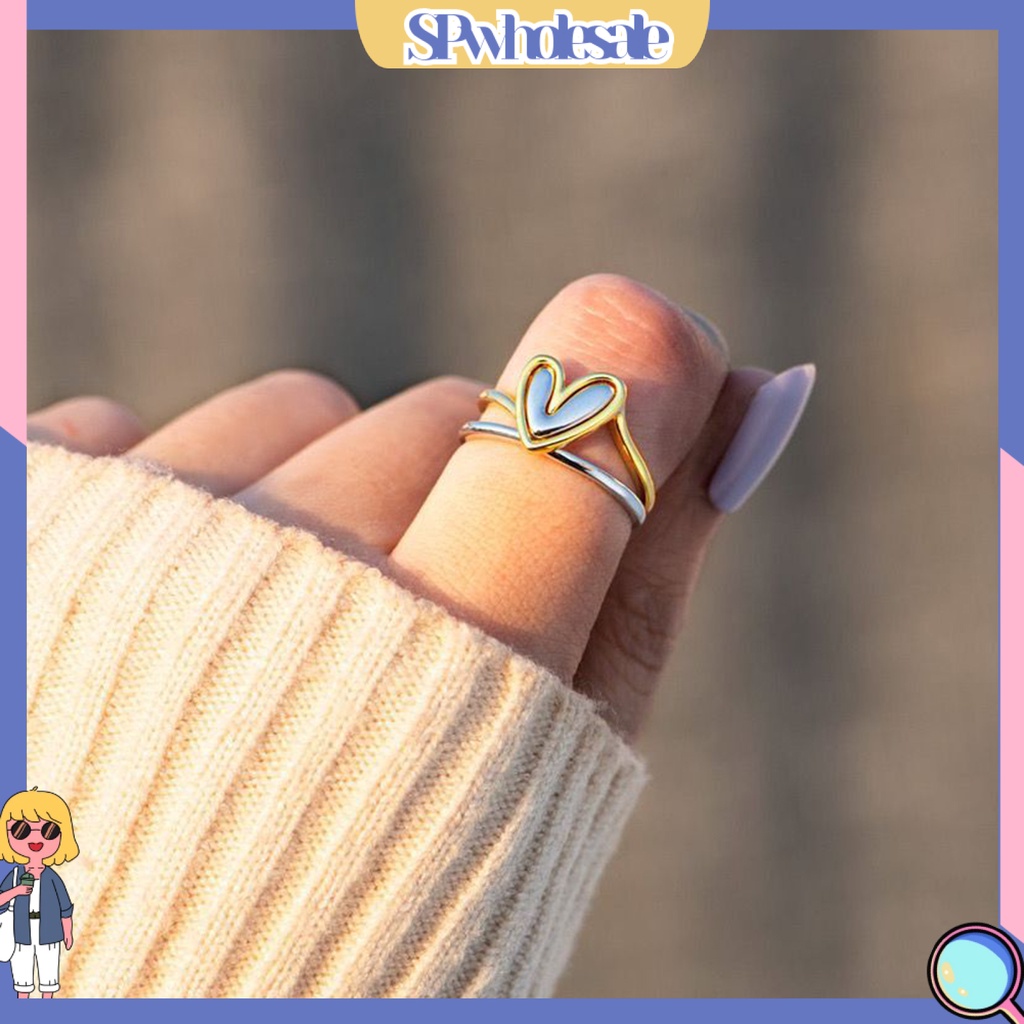 <SPwholesale> 1 Bộ Nhẫn Hình Trái Tim Thời Trang Dành Cho Nữ