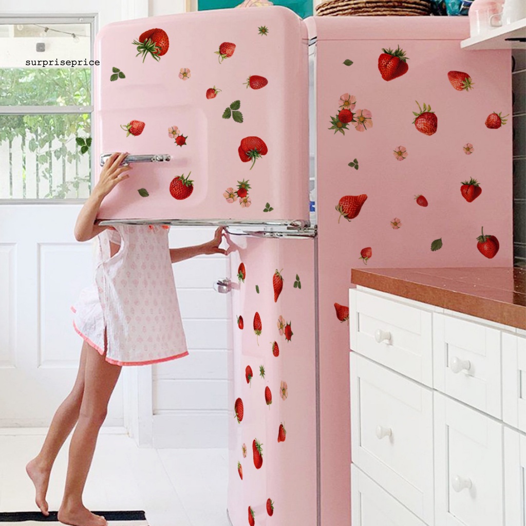 Bộ 2 Miếng Dán Tường Trang Trí Hình Lá Dâu Tây Dễ Thương