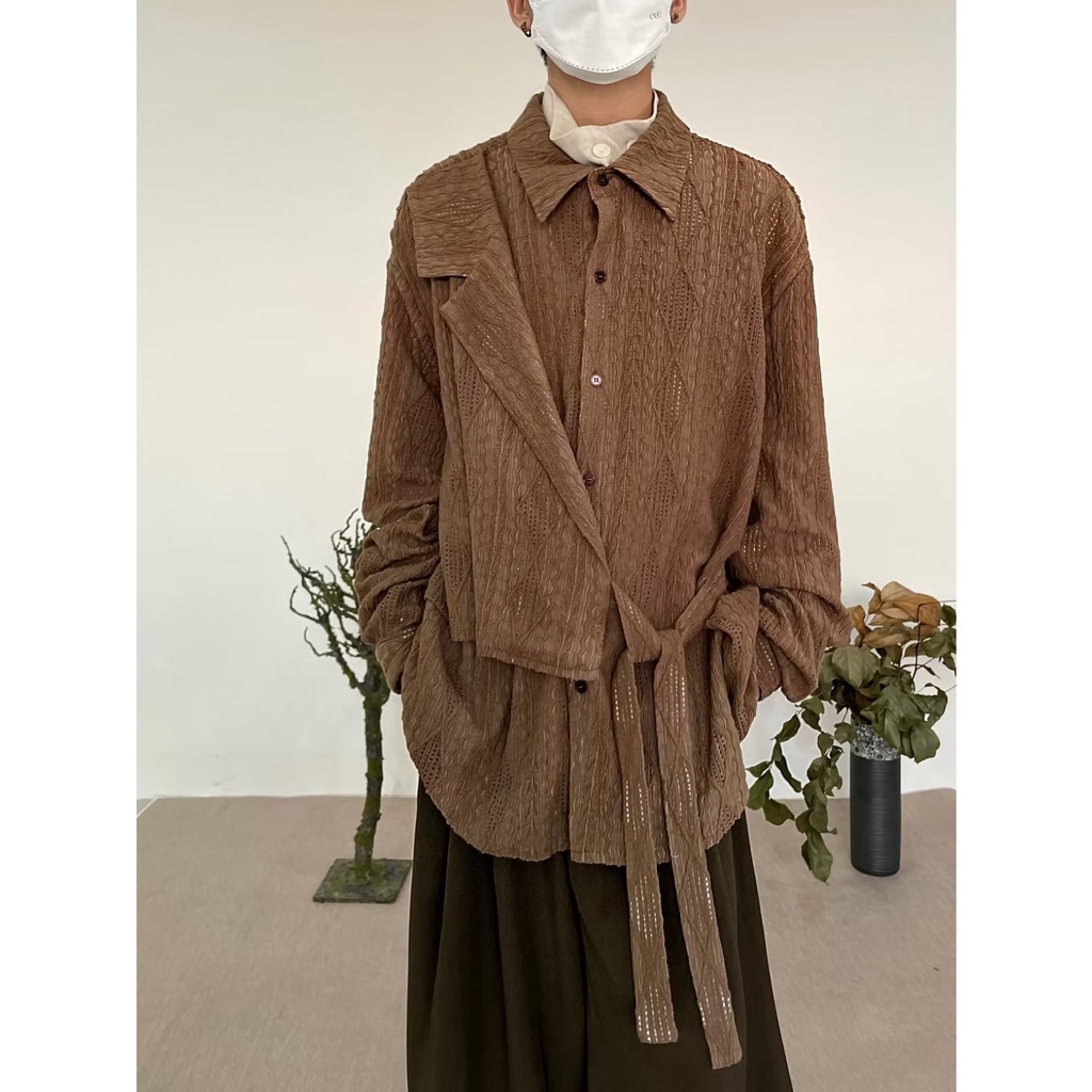 Áo Sơ Mi Tay Dài Dáng Rộng Màu Sắc Đơn Giản Thời Trang Cao Cấp Cho Nam