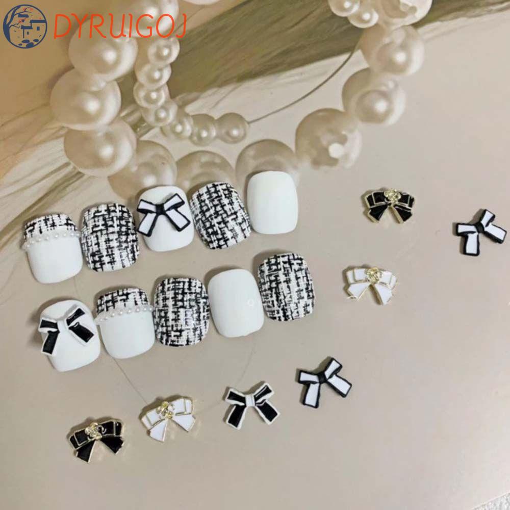 Phụ Kiện Trang Trí Móng Tay Hình Nơ Màu Trắng Đen Sang Trọng