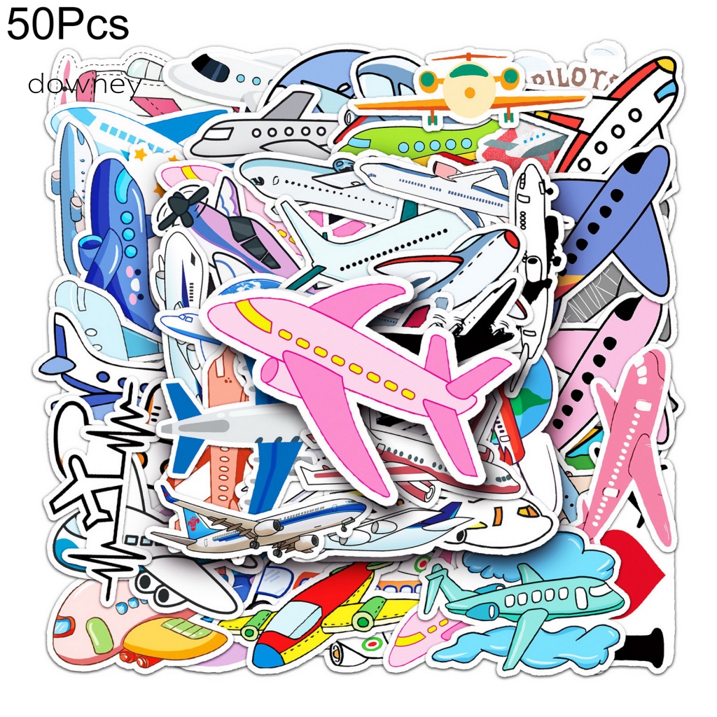 Bộ 50 Miếng Dán Họa Tiết Hoạt Hình Màu Trong Suốt Dùng Trang Trí Laptop / Xe Hơi
