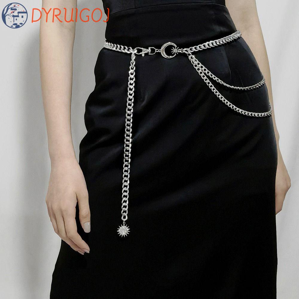 Thắt Lưng Dây Xích Phối Tua Rua Hình Mặt Trăng Phong Cách Punk Cổ Điển Trang Trí Đầm Dự Tiệc Cho Nữ