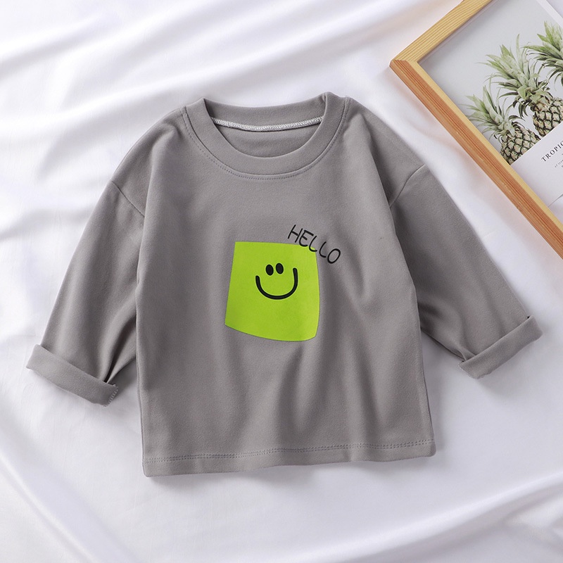 Áo Thun Tay Dài In Hình Mặt Cười Dễ Phối Đồ Cho Bé Hzffc0117