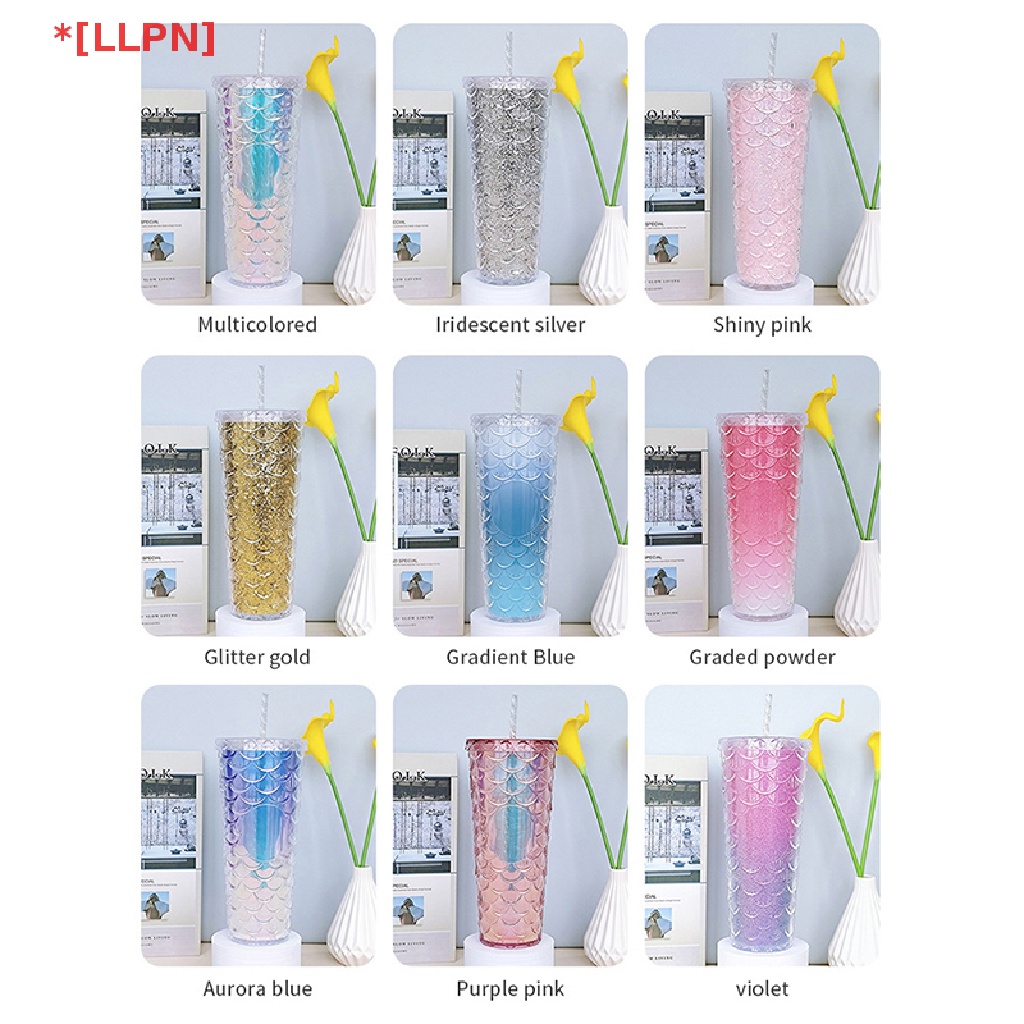 Cốc Nhựa Hai Lớp Có Ống Hút Họa Tiết Kim Cương Chào Mừng Dung Tích 700ml