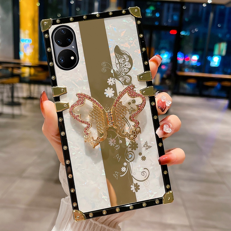 Ốp Điện Thoại Chống Sốc Có Nhẫn Đỡ Hình Cỏ Ba Lá Cho Huawei P50 Pro P40 Pro P30 Pro