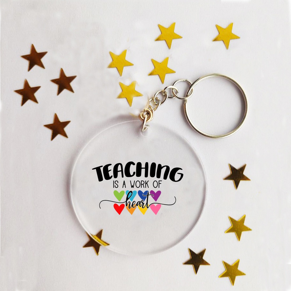 Móc Điện Thoại Bằng acrylic Có Dây Đeo In Chữ Teacher change the world