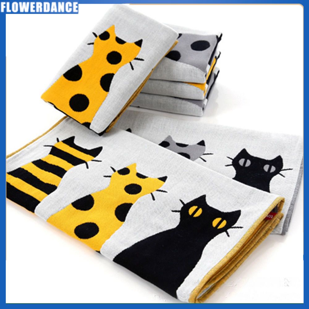 Khăn Lau Tay Thấm Nước Bằng Cotton Sáng Tạo Để Treo Khăn Dày Khăn Lau Tay Mèo Thiết Kế Phong Cách Bắc Âu/Khăn Nhà Bếp Hoa Khô Nhanh