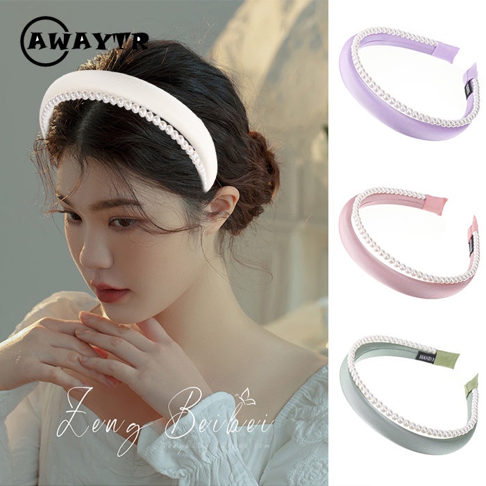 Băng Đô Cài Tóc Bằng Xốp Đính Ngọc Trai Đơn Giản Thời Trang Dành Cho Nữ