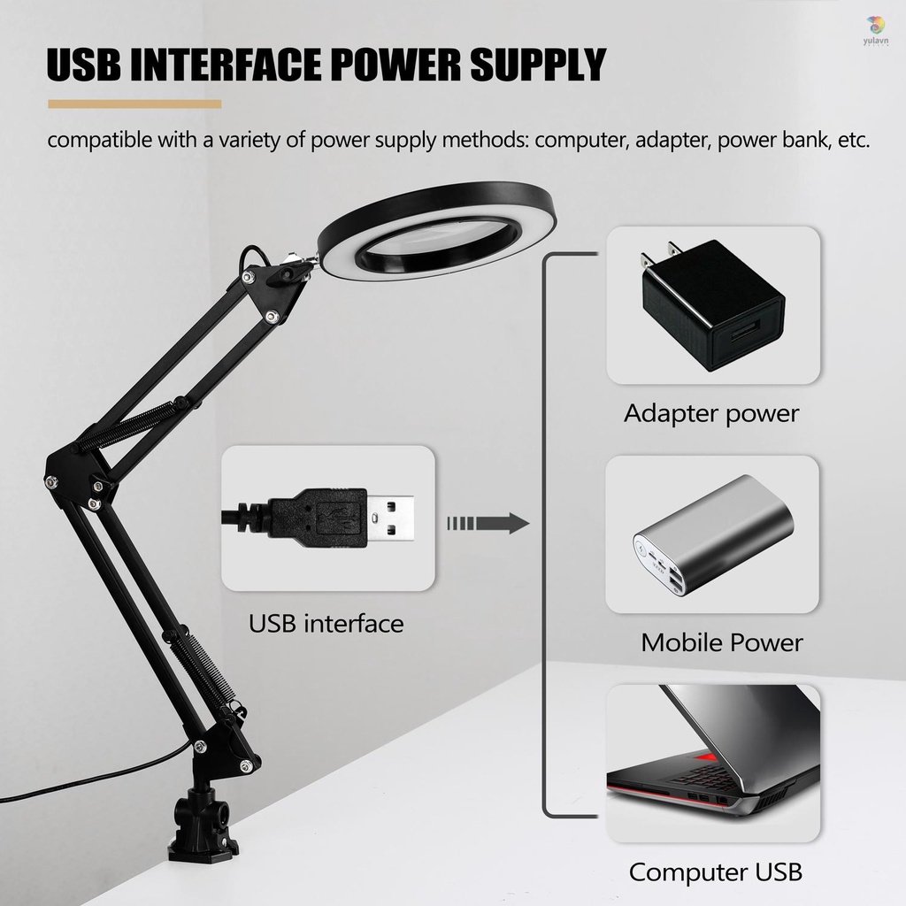 Đèn LED Đọc Sách 5X Có Thể Gập Lại Sạc USB