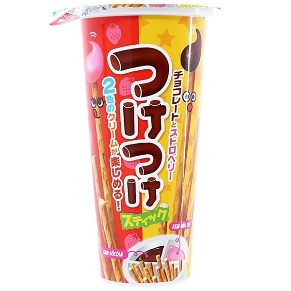 Bánh que Wismo kem socola và dâu tây ly 35g