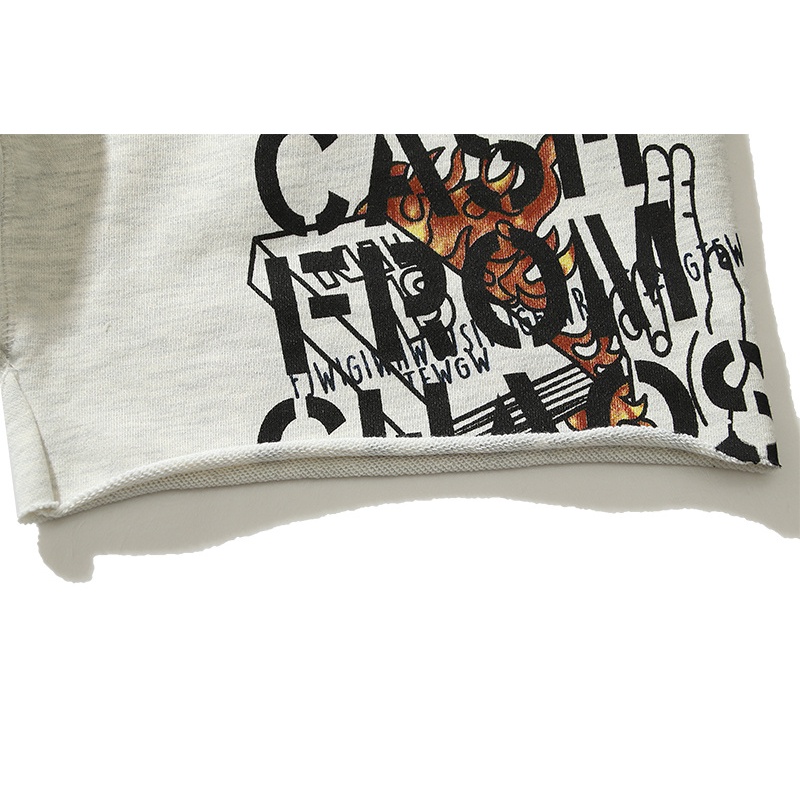 Quần ngắn ống rộng Vẽ Graffiti Hoạt Hình Graffiti Đường Phố Cao Cấp YUJYK