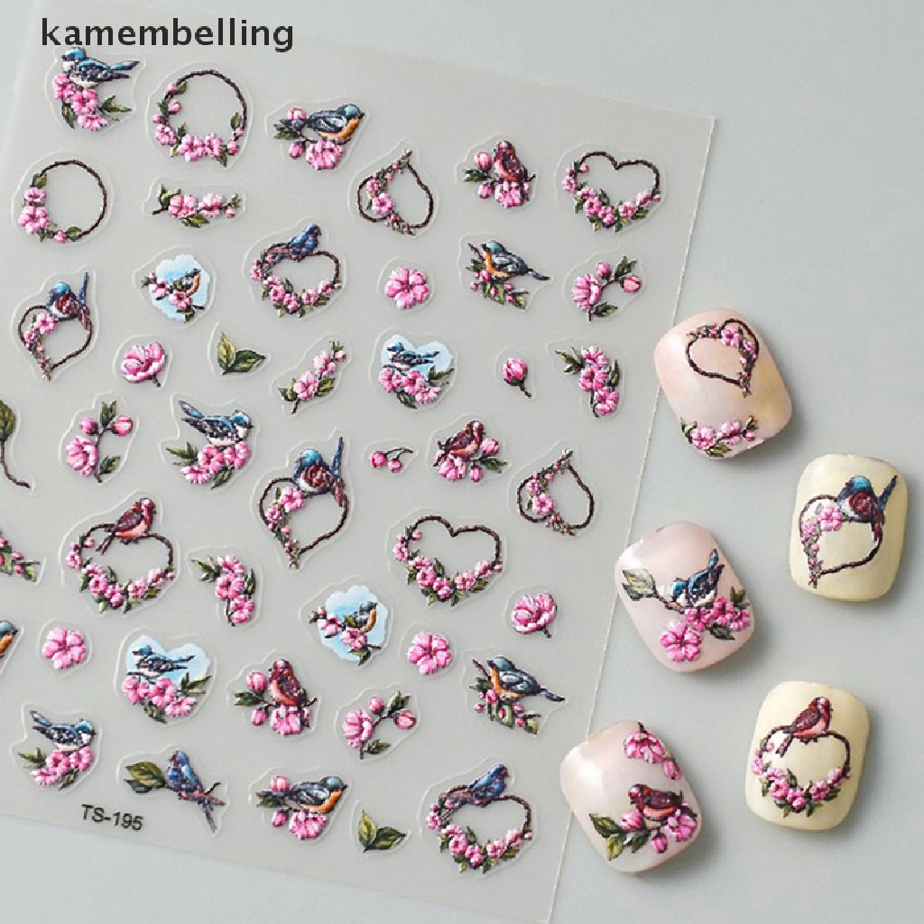 Miếng Dán Trang Trí Móng Tay 5D Hình Hoa Trái Tim Xinh Xắn