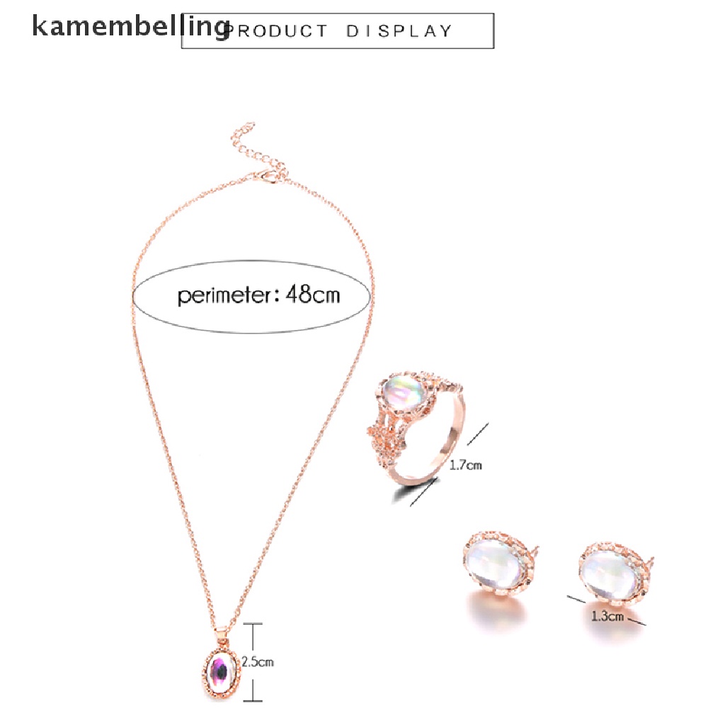 Bộ Trang Sức Mạ Vàng Đính Đá Opal Nhân Tạo Hình Oval Thanh Lịch Dành Cho Nữ