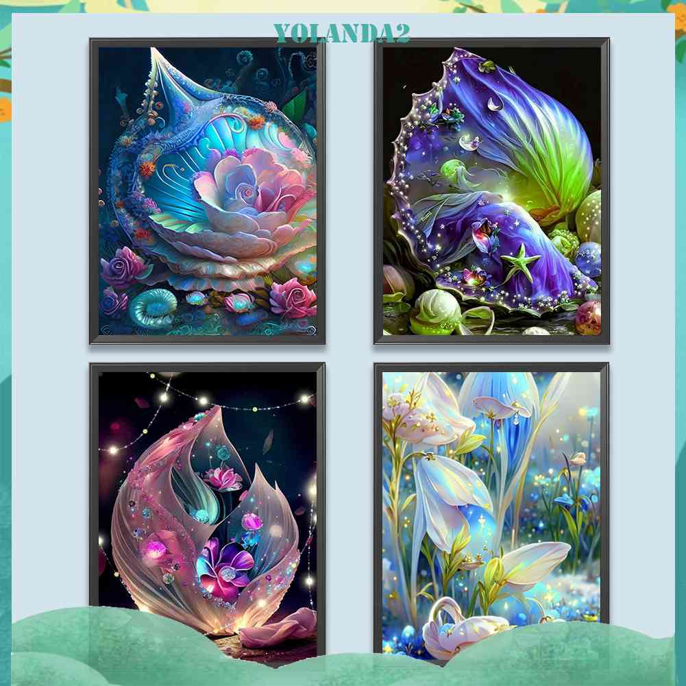 Bộ Tranh Đính Đá 5D Họa Tiết Vỏ Sò Độc Đáo DIY Dùng Trang Trí Nhà Cửa