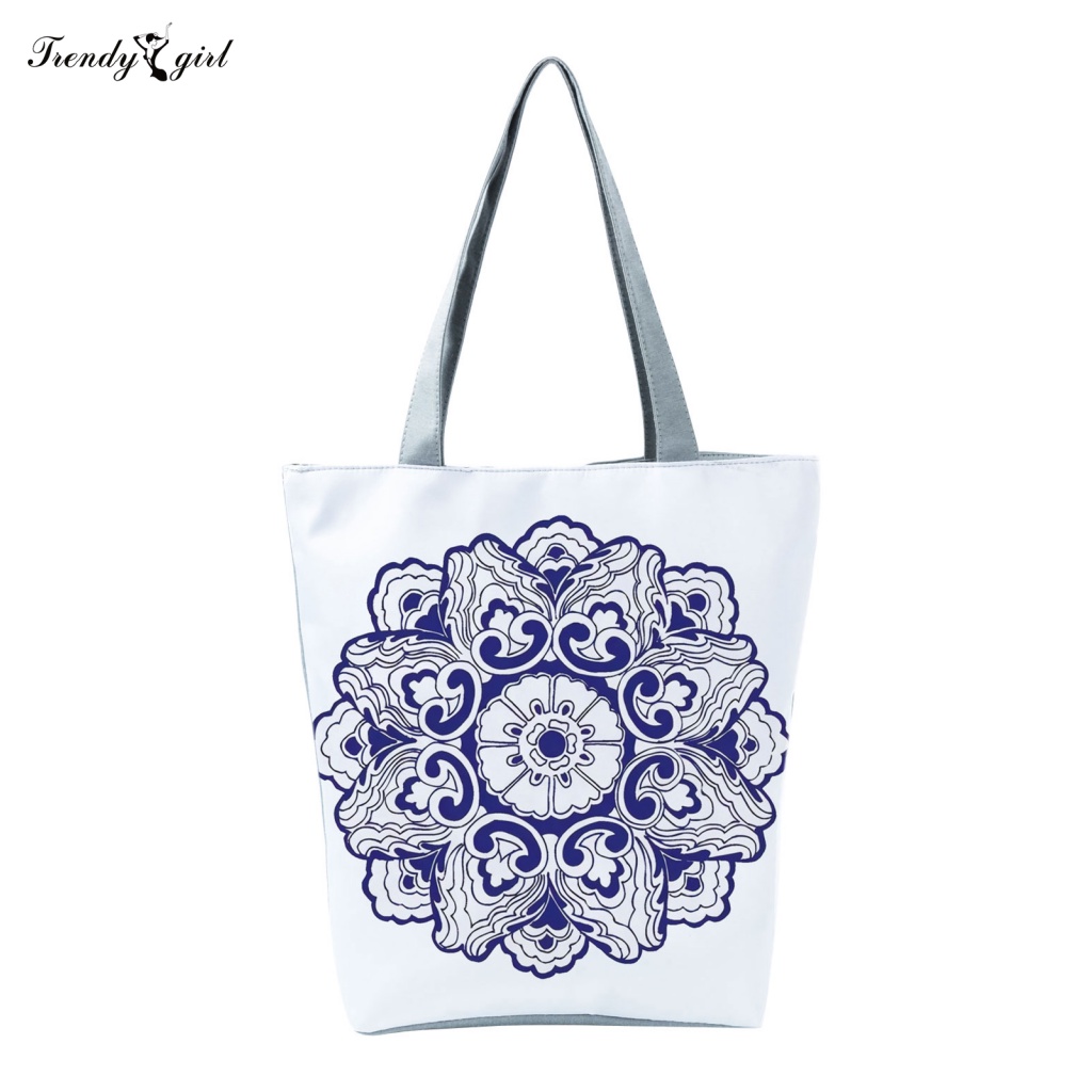 Túi Tote Đeo Vai / Xách Tay Di Động In Họa Tiết Vintage Có Dây Đeo Bản Rộng Hợp Thời Trang Cho Nữ