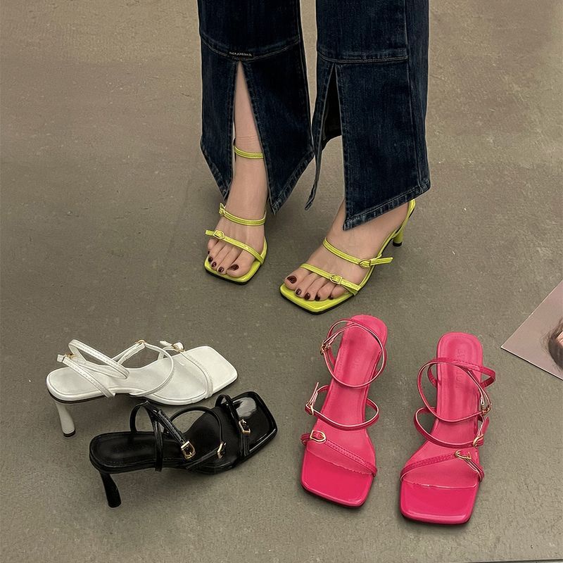 Giày Cao Gót Phối Khóa Cài Thời Trang Mùa Hè Dành Cho Nữ