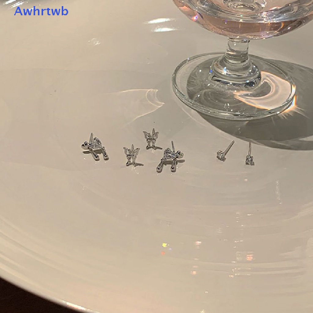 Set 6 Khuyên Tai Tròn Màu Bạc Phong Cách Vintage Hàn Quốc Thời Trang Cho Nữ Y2K Mới