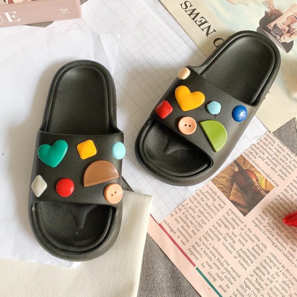 JY473-C1  - dép cao su quai ngang thời trang cả nam nữ, đế chống trượt êm chân