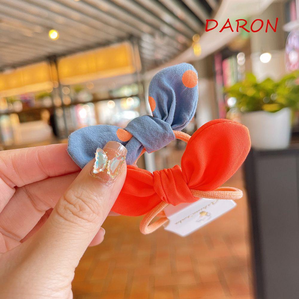 Dây Cột Tóc Tai Thỏ Họa Tiết Chấm Bi / Gấu 3D Dễ Thương Cho Bé Gái