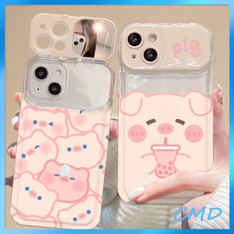 Ốp Lưng iPhone Camera Hoa Thỏ Hoa Điện Thoại Con lợn dễ thương, giá đỡ gương, vỏ mềm trong suốt silica gel Cho Iphone 6 / 6S / 6splus / se / 7 / 7plus / 8 / 8plus / X / xs / xsmax / 11 / 12 / 13 / 14 / Plus / Pro / Pro Max-8011