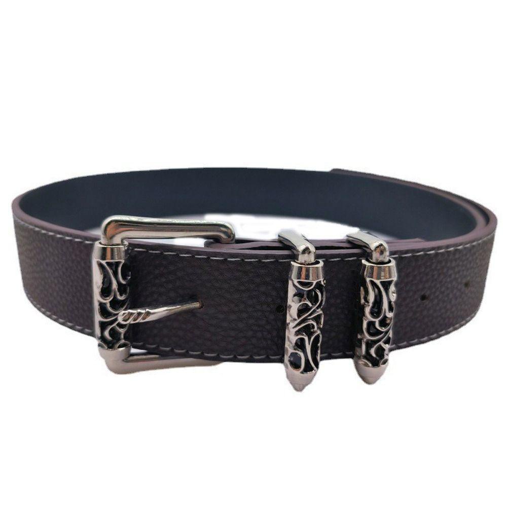 Thắt Lưng Da PU Phối Khóa Hình Hoa Rỗng Phong Cách Punk Y2K Thời Trang Cho Nữ