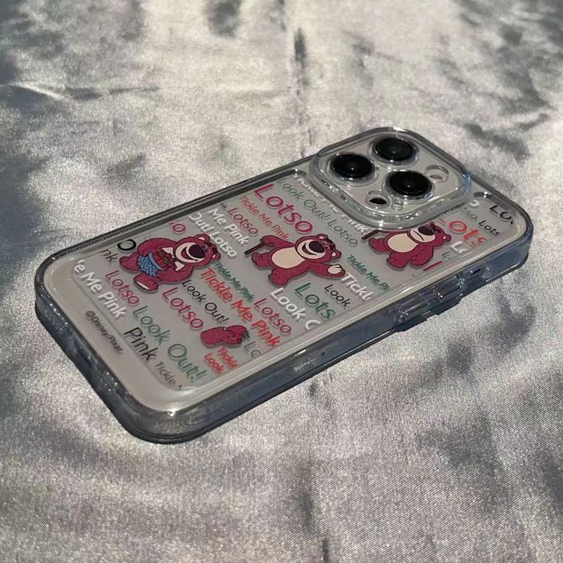 ✅Ốp Điện Thoại Trong Suốt Họa Tiết Gấu Và Dâu Tây Dễ Thương Cho iPhone14promax 12 xs 1113