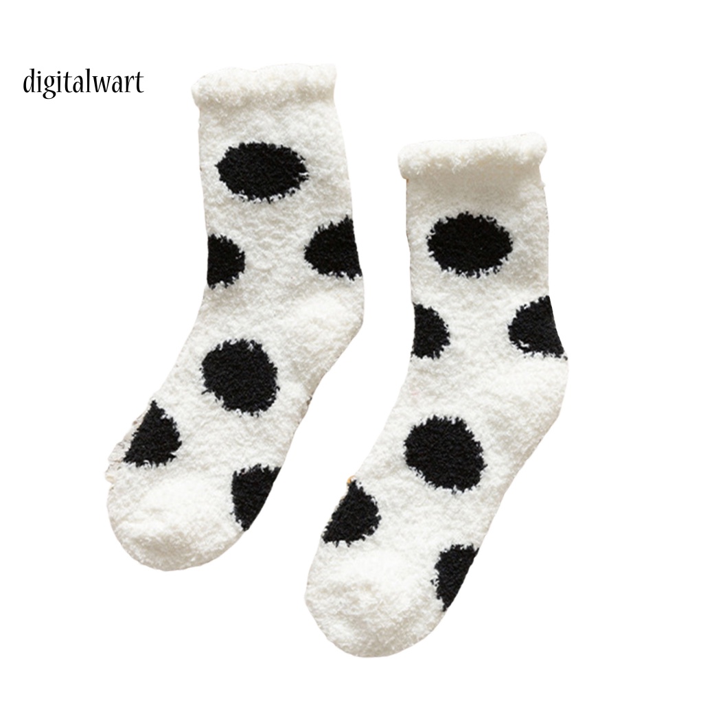 Kỹ Thuật Số| 1 Đôi Vớ Lông Cừu San Hô Dày Giữ Ấm Mềm Mại In Họa Tiết Hoạt Hình Dễ Thương