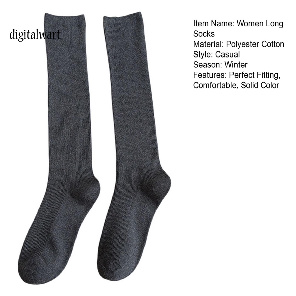 Kỹ Thuật Số| 1 Đôi Vớ Dài Mềm Mại Co Giãn Cao Chống Trượt Màu Trơn Họa Tiết Kẻ Sọc Thời Trang Mùa Đông Cho Nữ