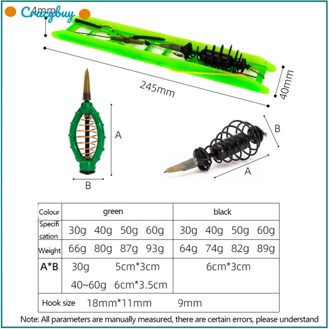 Cr Lồng Giữ Mồi Câu Cá Dạng Lò Xo Dài 30g-60g